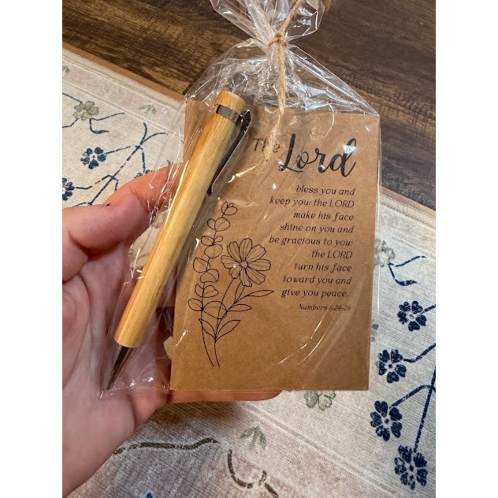 Scripture Gift Set Unbranded Bamboo Pen & Notebook OS Brown Religious Boho